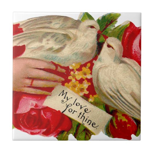  Birds Victoriaans Love Dove Classic Art Tegeltje (Voorkant)