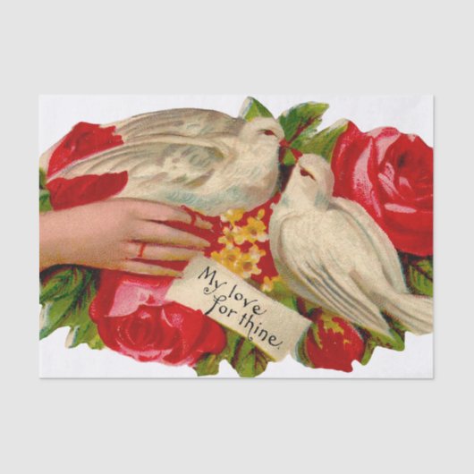  Birds Victoriaans Love Dove Classic Art Tissuepapier (Voorkant)