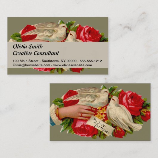  Birds Victoriaans Love Dove Classic Art Visitekaartje (Voorkant / Achterkant)