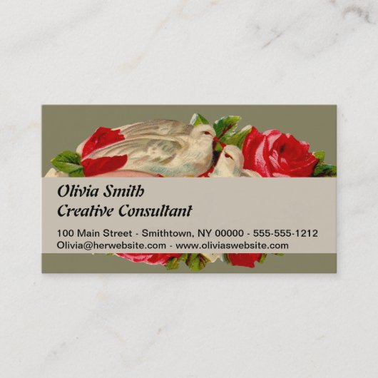  Birds Victoriaans Love Dove Classic Art Visitekaartje (Voorkant)