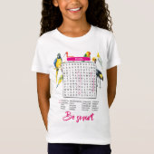 "Birds Word Search for Girls" "Fun & Smart " T-shirt (Voorkant)