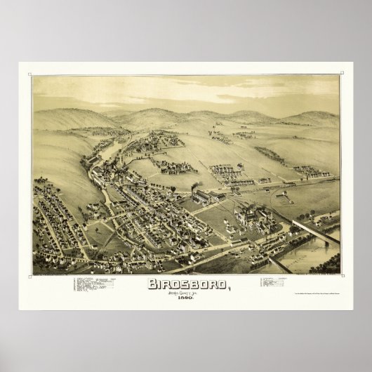 Birdsboro, PA Panoramic Map - 1890 Poster (Voorkant)