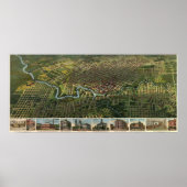Birdseye map of Houston, Texas (1891), herdruk Poster (Voorkant)