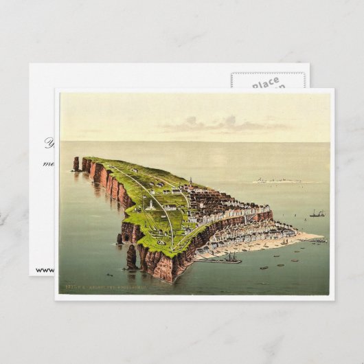 Birdseye uitzicht, Helgoland, Duitsland, zeldzame  Briefkaart (Voorkant / Achterkant)