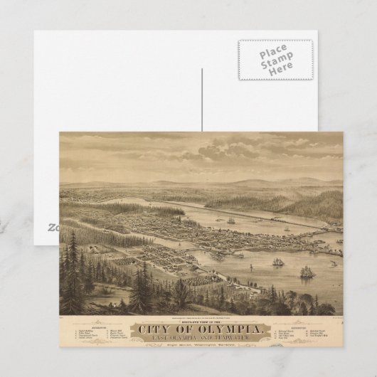 Birdseye uitzicht of Olympia, Washington (1879) Briefkaart (Voorkant / Achterkant)