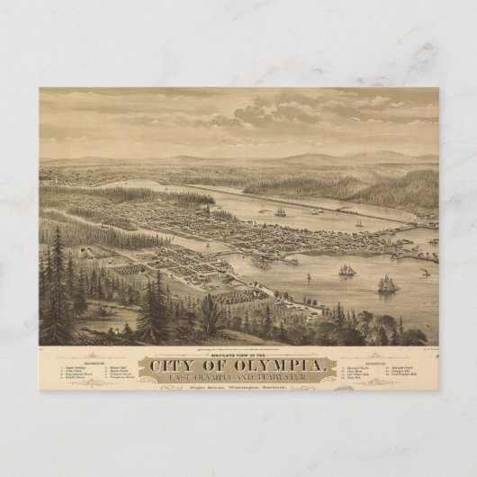 Birdseye uitzicht of Olympia, Washington (1879) Briefkaart (Voorkant)