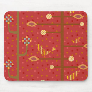 BirdsInLove Design4 Red Mousepad Muismat