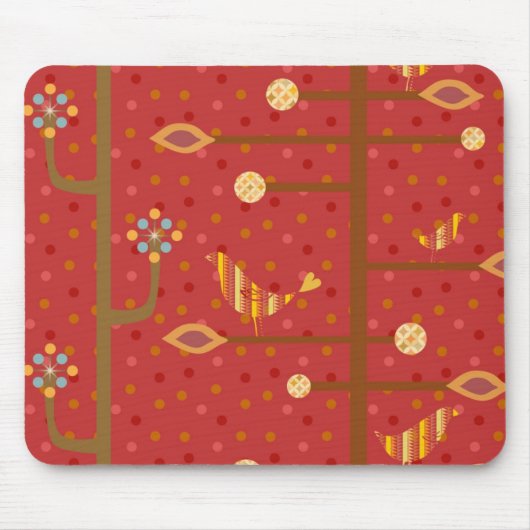 BirdsInLove Design4 Red Mousepad Muismat (Voorkant)