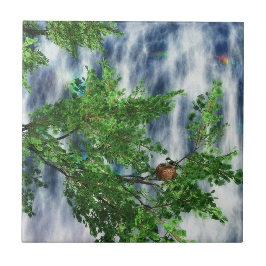 Birdsnest Herfsten Decoratief tegel / Trivet Tegeltje (Voorkant)