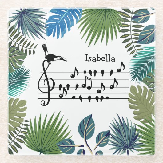 Birdsong toucan aanpasbaar glazen onderzetter (Voorkant)