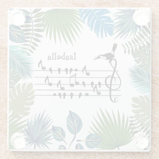 Birdsong toucan aanpasbaar glazen onderzetter (Achterkant)