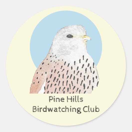 Birdwatch Club Waterverf Bird Kestrel Ronde Sticker (Voorkant)