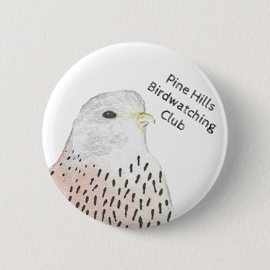 Birdwatch Club Waterverf Kestrel Ronde Button 5,7 Cm (Voorkant)