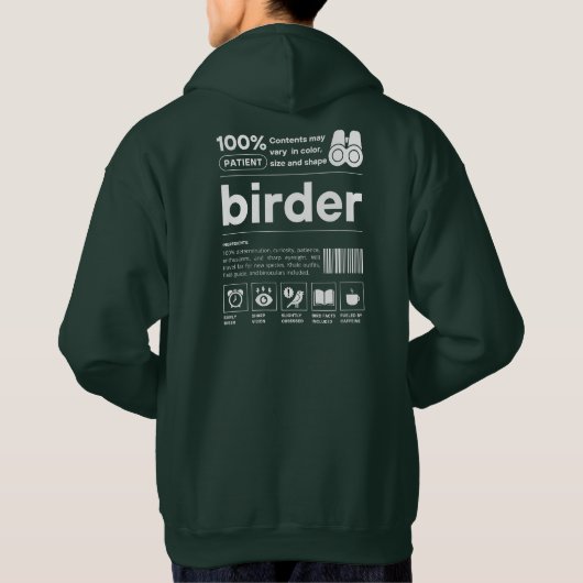 Birdwatching Humor Birder Funny Barcode Hoodie (Achterkant)