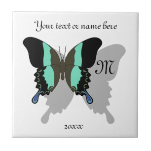 Birdwing Butterfly Shadow Monogram Tegeltje