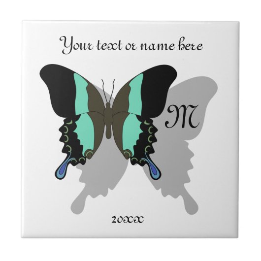 Birdwing Butterfly Shadow Monogram Tegeltje (Voorkant)