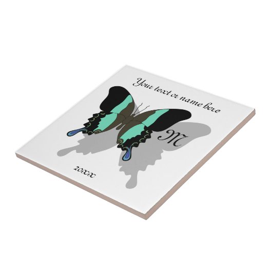 Birdwing Butterfly Shadow Monogram Tegeltje (Zijkant)