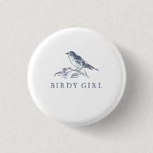 Birdy Meisje Vogel Watcher Button