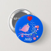 Birdy Vector Swirl - Bird Button (Voorkant /achterkant)