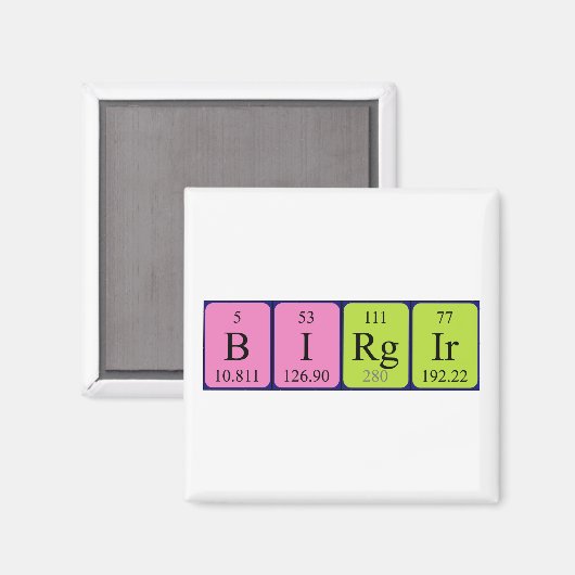 Birgir periodieke table name magnet (Voorkant / Achterkant)