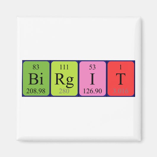 Birgit periodiek table name magnet (Voorkant)