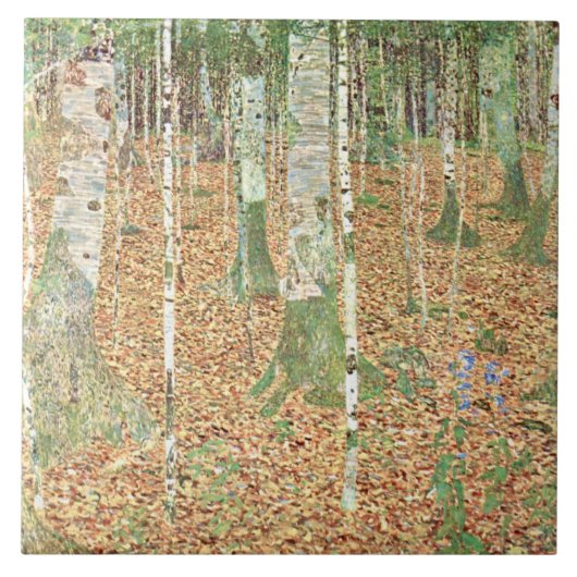Birk Bos door Gustav Klimt Tegeltje (Voorkant)