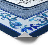 Birkat Habayit Hebreeuws Engels Blauw Barok Lijst Poster (Hoek)