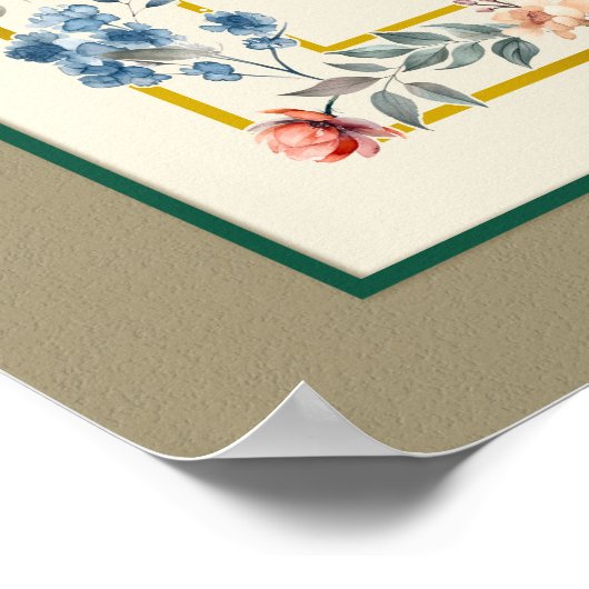 Birkat Habayit Hebreeuws Engels Bloemen op Taupe Poster (Hoek)