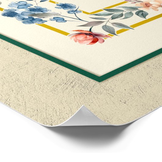 Birkat Habayit Hebreeuws Engels Floral on Cream Poster (Hoek)