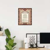 Birkat Habayit Hebreeuws Engels Rood Barok Lijst Poster (Thuiskantoor)