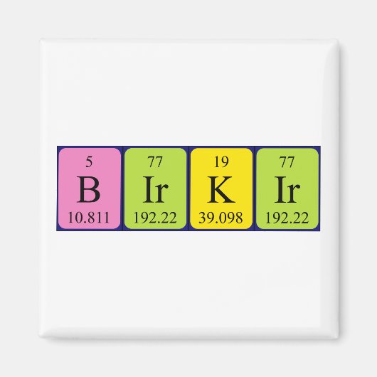 Birkir periodieke table name magnet (Voorkant)
