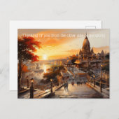 Birla stijl Indiase hindoetempel waterverf Briefkaart (Voorkant / Achterkant)