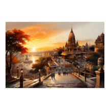 Birla stijl Indiase hindoetempel waterverf