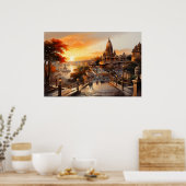 Birla stijl Indiase hindoetempel waterverf Poster (Keuken)