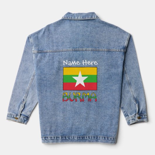 Birma en Myanmar Vlag Wit Personalisatie Denim Jacket (Achterkant)
