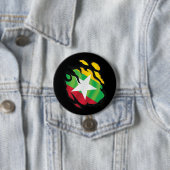 Birma gescheurde vlag ronde button 7,6 cm (In situ)