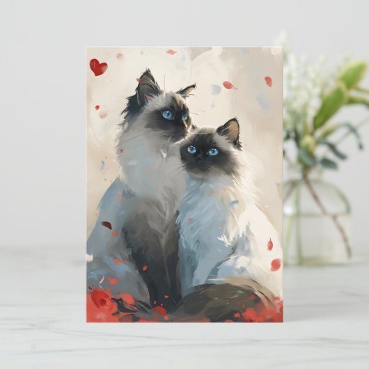 Birma katten Valentijnsdag Feestdagenkaart (Staand voorkant)