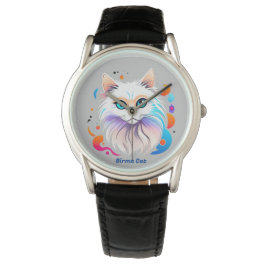 Birma Katze - Farbige Illustration Horloge