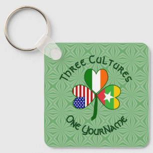 Birma (Myanmar) Ierland VS Vlaggen Shamrock Naam Sleutelhanger
