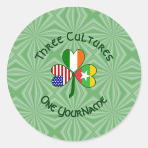 Birma Myanmar Irish USA Shamrock Vlag gepersonalis Ronde Sticker
