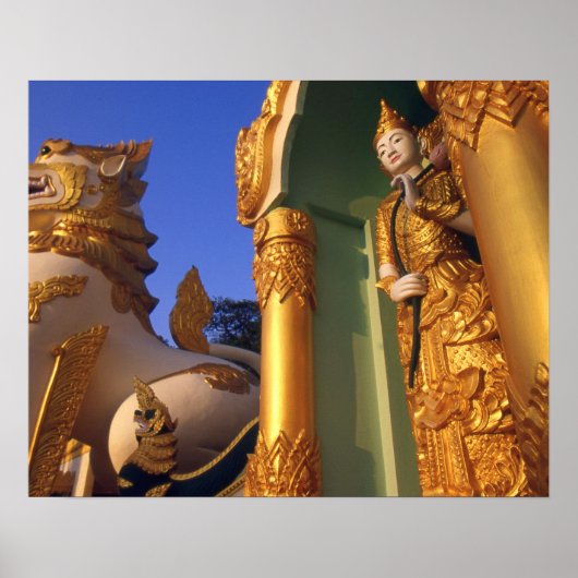 Birma (Myanmar), Rangoon (Yangon) Tempel Poster (Voorkant)