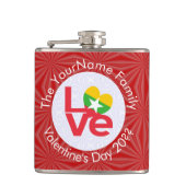 Birma Myanmar Rode Love Vlag gepersonaliseerd Heupfles (Voorkant)