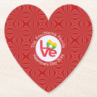 Birma Myanmar Rood LIEFDE Vlag Gepersonaliseerd  Kartonnen Onderzetters