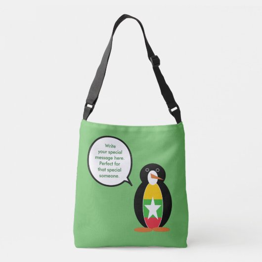 Birma Myanmar Talking Ms Penguin gepersonaliseerd Crossbody Tas (Achterkant)