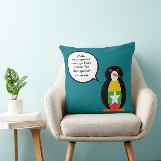 Birma Myanmar Talking Ms Penguin gepersonaliseerd Kussen (Stoel)