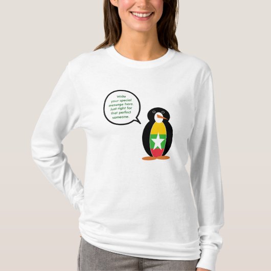 Birma Myanmar Talking Ms Penguin gepersonaliseerd T-shirt (Voorkant)