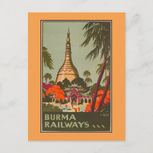 Birma Myanmar Temples   Vintage Travel Poster Briefkaart