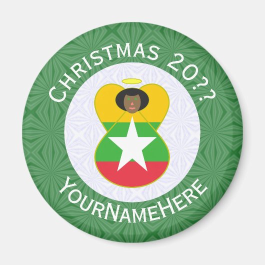 Birma Myanmar Vlag Engel Kerst Persoonlijk  Magneet (Voorkant)