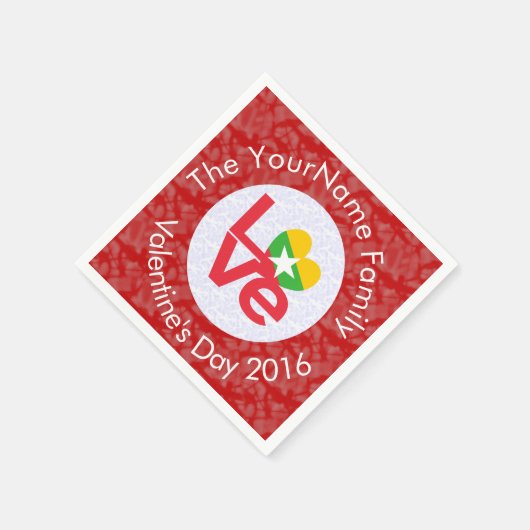Birma Myanmar Vlag Hart LIEFDE Rood Personaliseer Servetten (Hoek)