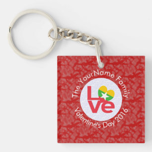 Birma Myanmar Vlag Hart LIEFDE Rood Personaliseer Sleutelhanger